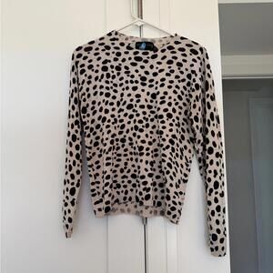 August Silk Animal Print Sweater in Beige and Black Sz Large